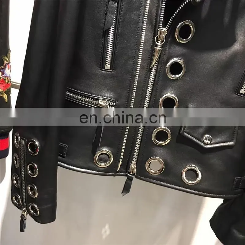 Custom Design Women Black Leather Jacket Custom Made Leather Jacket