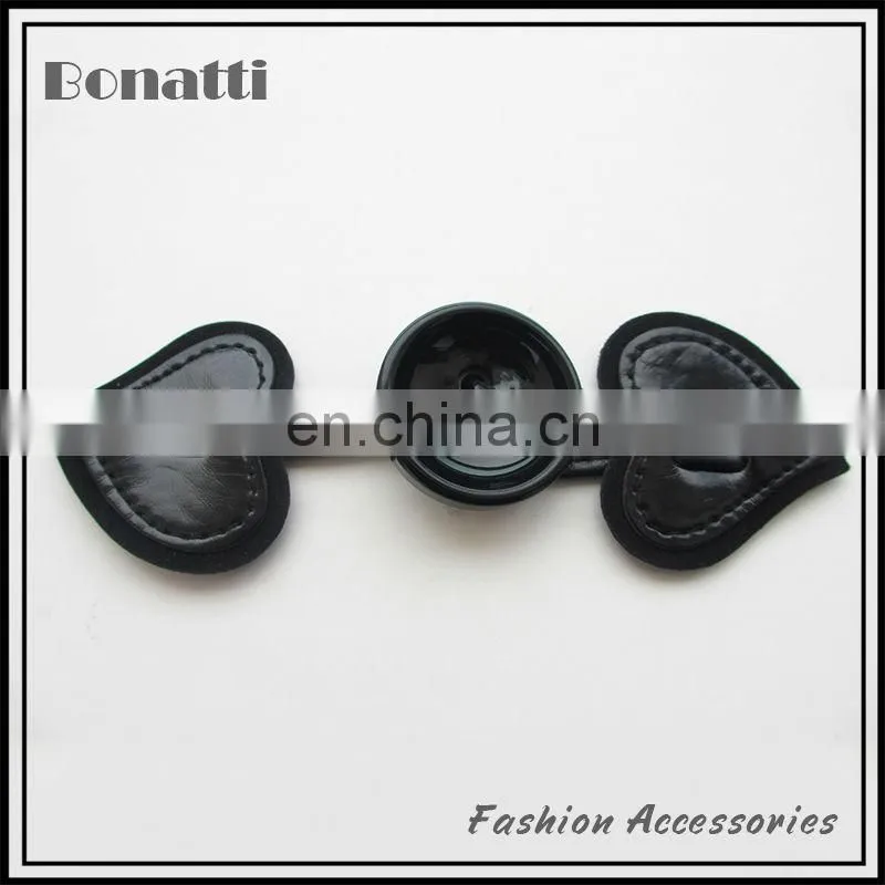 PU leather toggle button with metal buckle