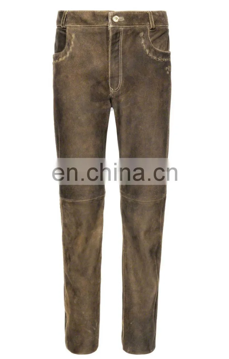 Genuine Suede german traditional full length leather Pant (German Garments)