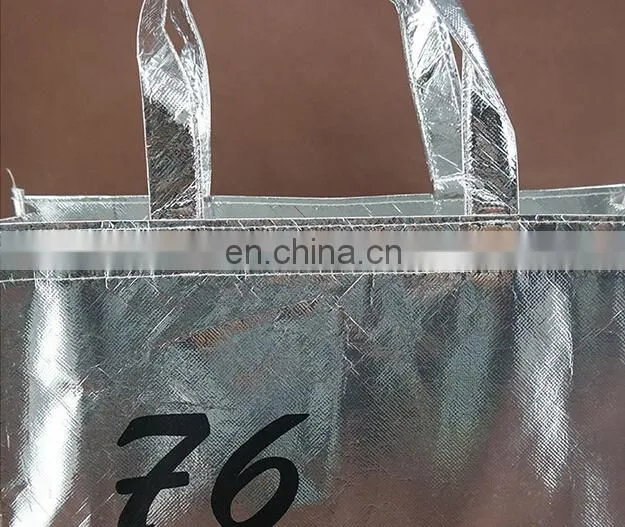 2015 promotional metallic silver color non woven shopping tote bag