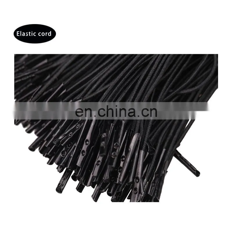 China wholesale 2mm round black Elastic Cord with metal End/bard for document folder