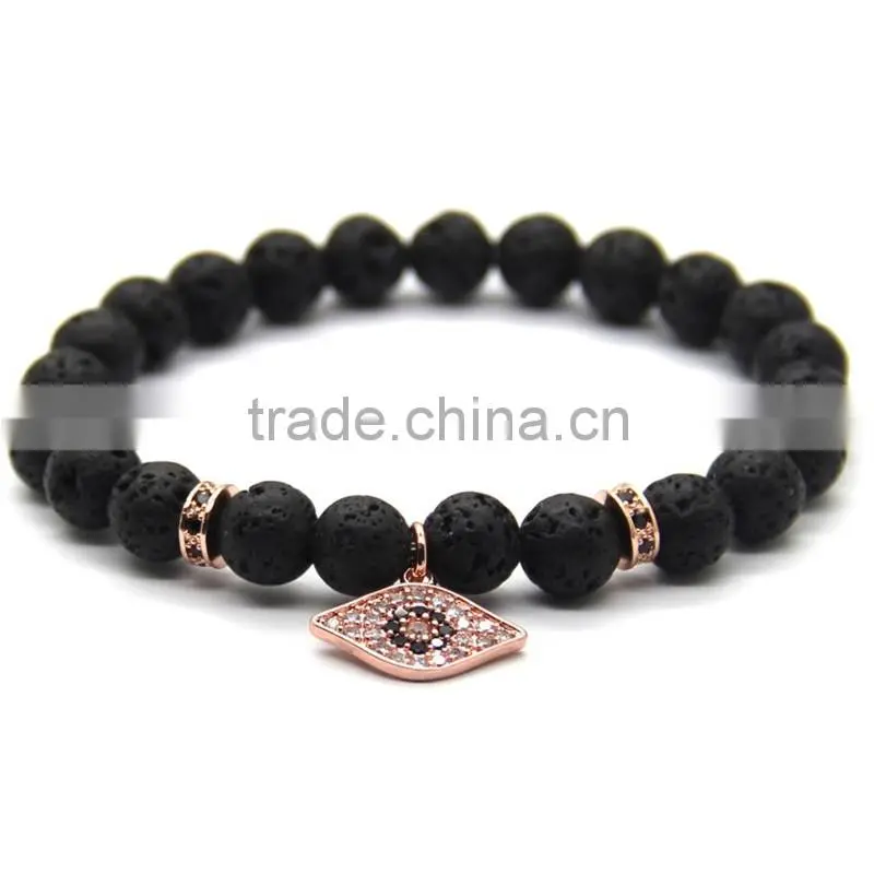 HTB0101 Guangzhou black beads lion head bracelet lava stone bracelet