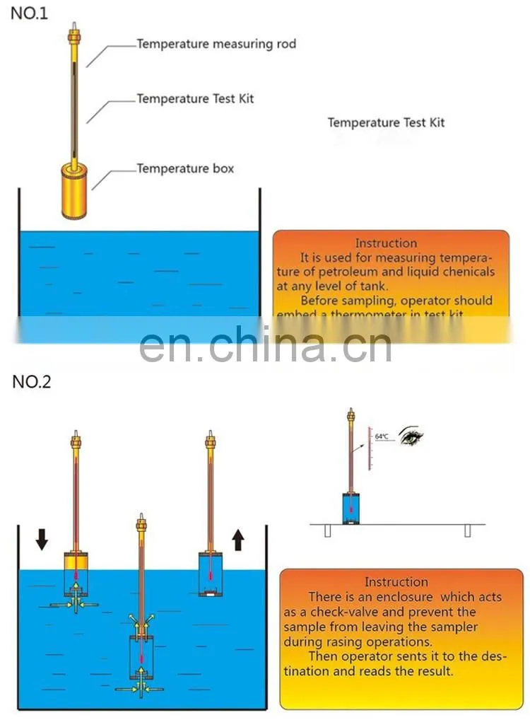 Non Sparking Tools Brass Oil Sampler Oil Sample Taker With Thermometer