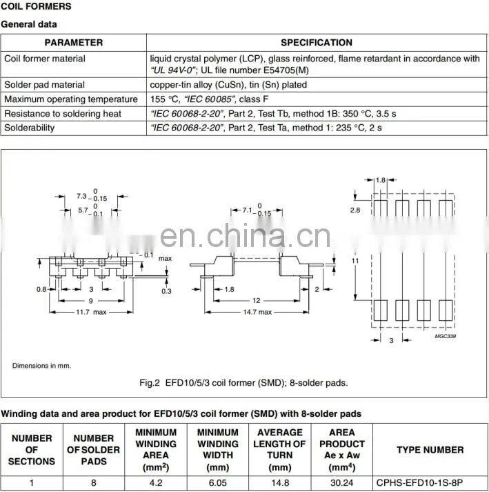 SMPS Transformer Bobbin Plastic Bobbin ETD2901