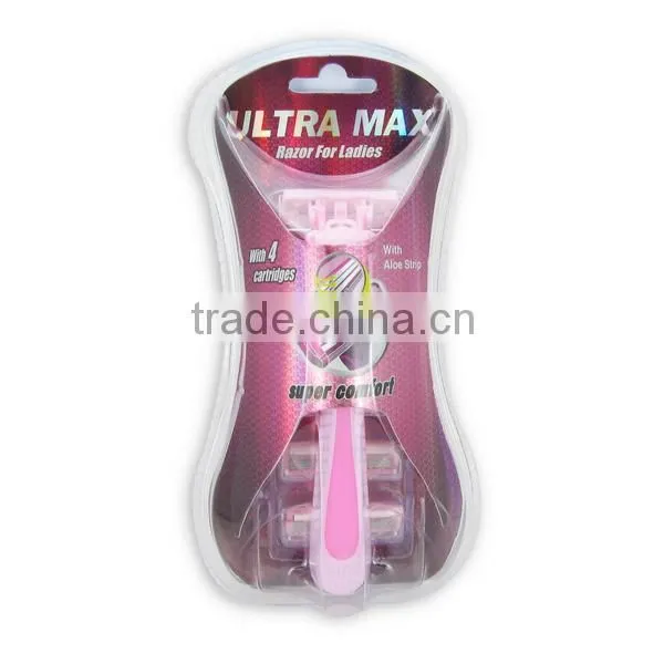 D420L Four stainless steel blade smooth and comfortable system razor