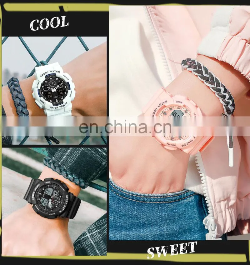 SANDA 3099 Lover's Sanda Couples Digital Quartz Watch Sport Watches LED 50M Waterproof Casual Shock Male Clock China Plastic