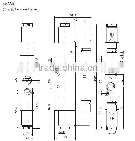 Low price Electric valve Air valve Control valve Solenoid valve 4V330C-10 4V300 series