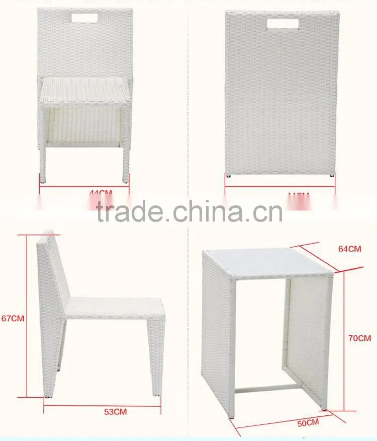 White Wicker Furniture Set Wholesale Poly Rattan Furniture Outdoor Rattan Table And Chair 3 Piece