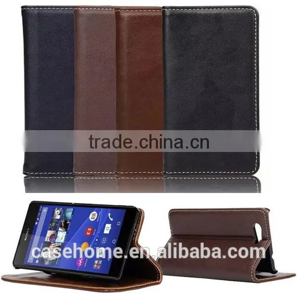 Book Style Dark Color PU Leather Case for Sony Xperia Z5 mini With Card Holder