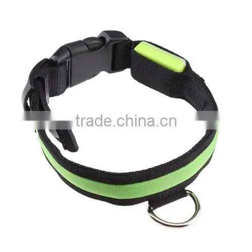 Adjustable LED Fiber Illumination Pet/Dog Collar, Medium, Green