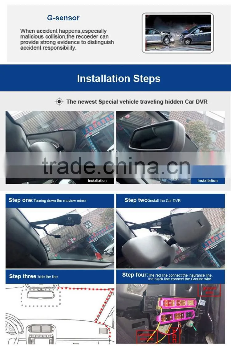 Car front hidden camera in car mirror,car camera recorder