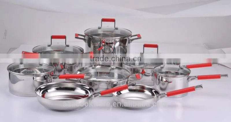 Silicon handle stainless steel cookware set