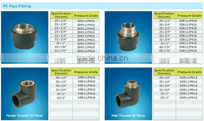 Plastic pressure pipe fittings HDPE pipe fittings for water supply pipe