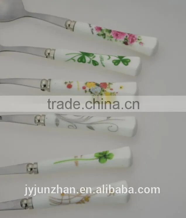 stainless steel cutlery with ceramic handle spoon