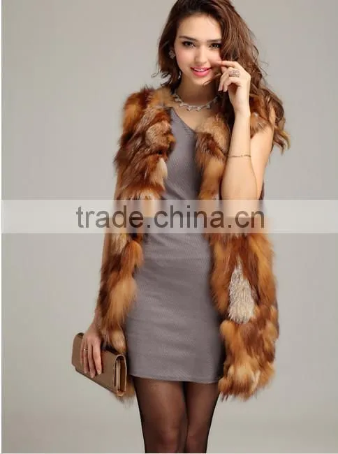 2016 high -end Genuine red fox Fur Vest
