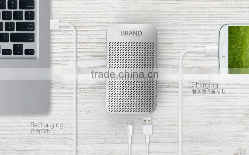Portable bluetooth speaker power bank with 5000mAh capacity suitable for smart phone
