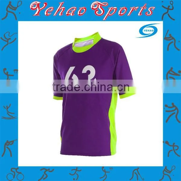 purple green rugby jersey with custom made sublimation goods online