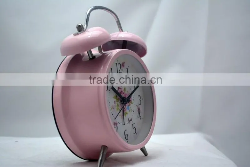 Rural flower metal besides decoration alarm clock for wedding souvenir
