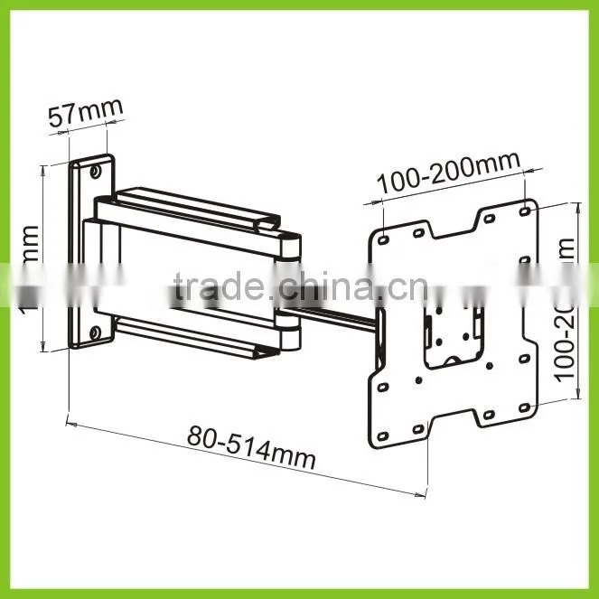 LCD2803 Articulating Mount for 13"-37" LED LCD Plasma Flat Screen VESA 200x200 with Full Motion Aluminum Swivel Arm Wall Bracket