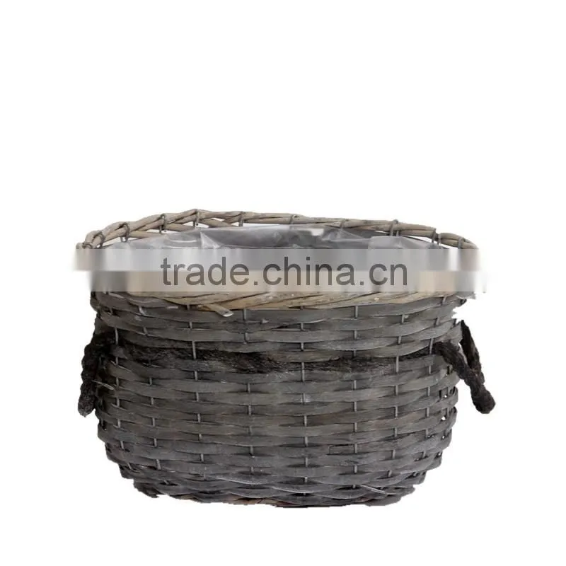 2pcs factory direct supply oval garden flower basket with handle