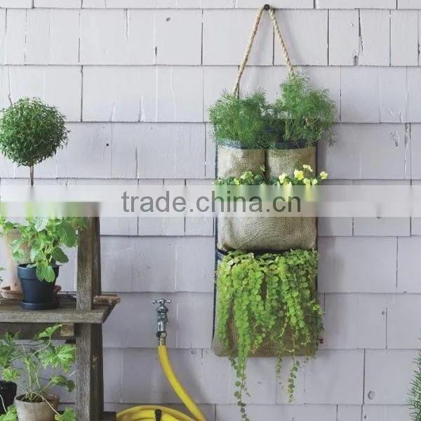 Garden Durable PE Woven Hanging Planting Grow Bags With 8 Planting Slits