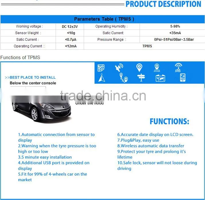 car radio tpms with automatic connection