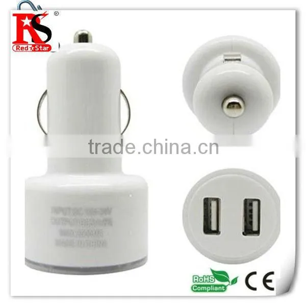 Hot Worldwide Mini Universal Dual USB Port Car Charger For Iphone4/5/PDA