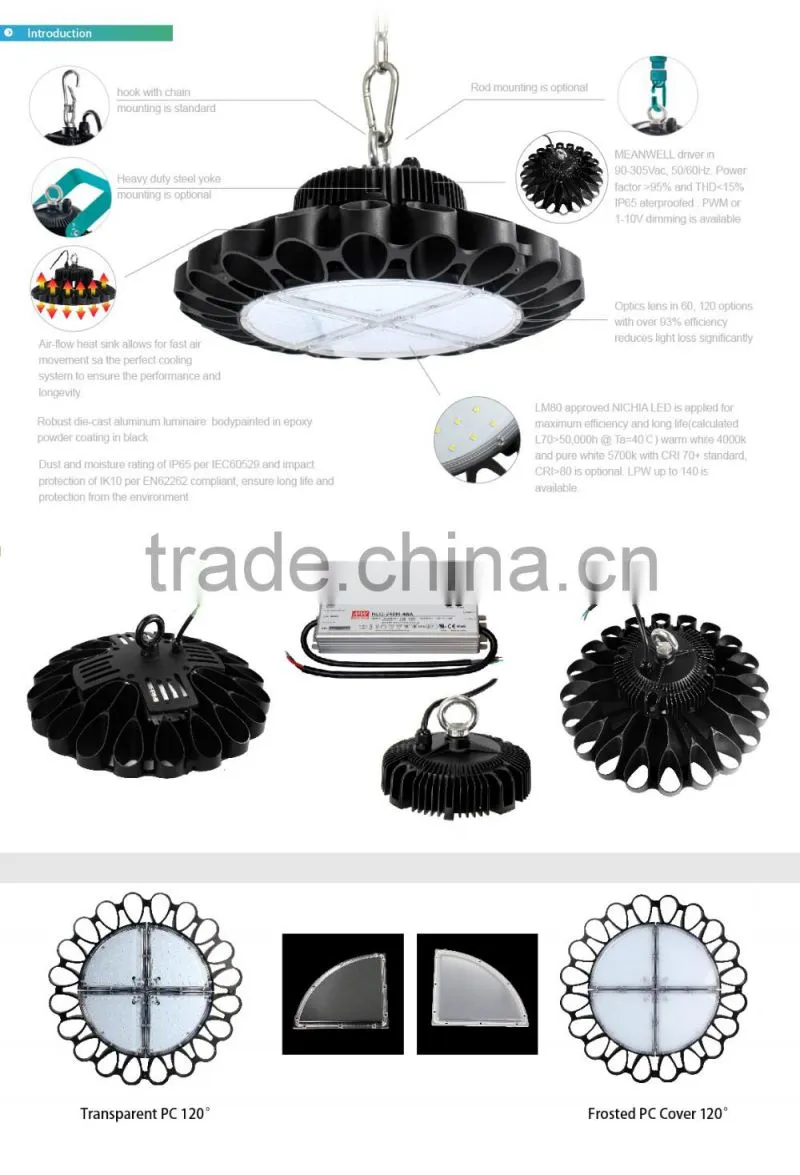 100-140lm/W, Nichia LED, Meanwell Driver, Wireless & Motion Control, 2016 CE Rohs Approved High Bay LED Light