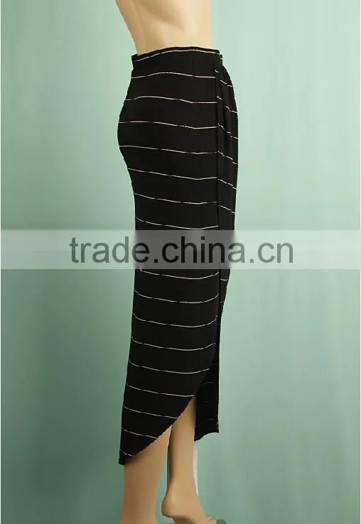 2016 Midi white strip fashion ladies side skirts