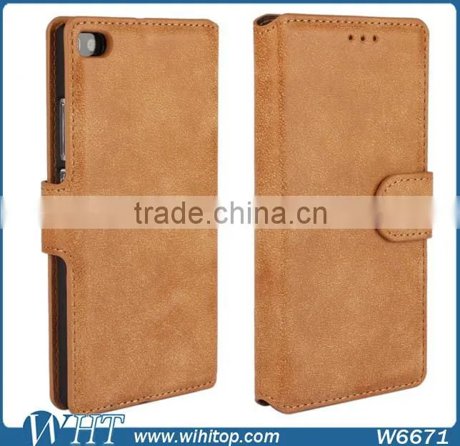 2015 Matte Retro Leather Case for Huawei P8 with Business Card Slot