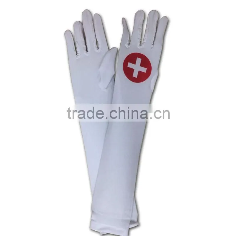 white halloween costume long arm gloves LG-027