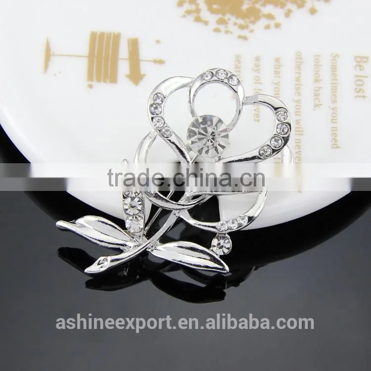 Exquisite bridal cute beautiful hollow flower crystal rhinestone brooch/handmade rhinestone brooch