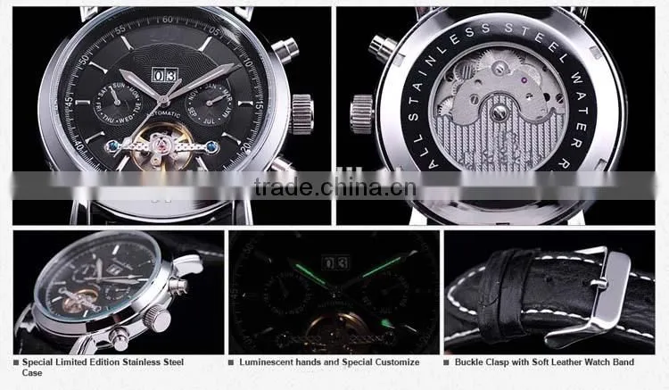 chinese cheap automatic watches china genuine leather strap sliver color bezel