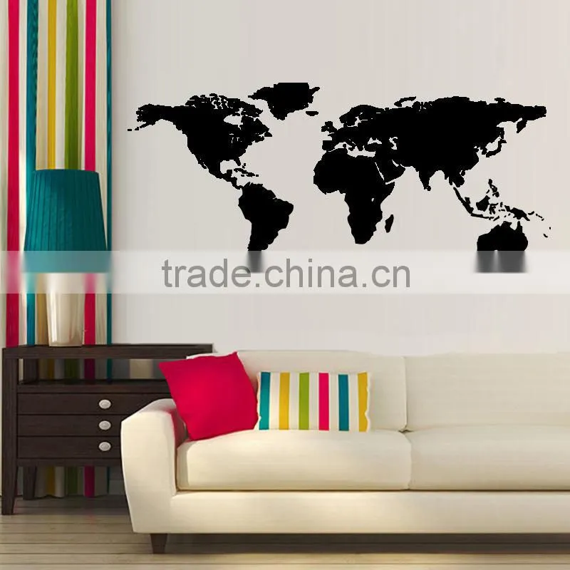 New design world map wall sticker,5d home decor pvc wall sticker,black pvc 3d wall sticker