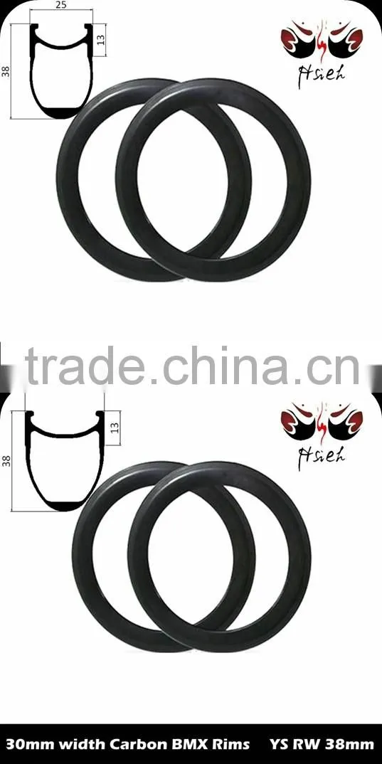 30mm wide 20er carbon child's rims 50mm deep BMX rims, ETRTO BSD 406mm carbon BMX rims factory direct selling
