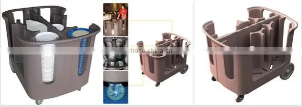 SC3-A02 Rotomold Plastic Adjustable Plate Cart for storing plates in Hotels