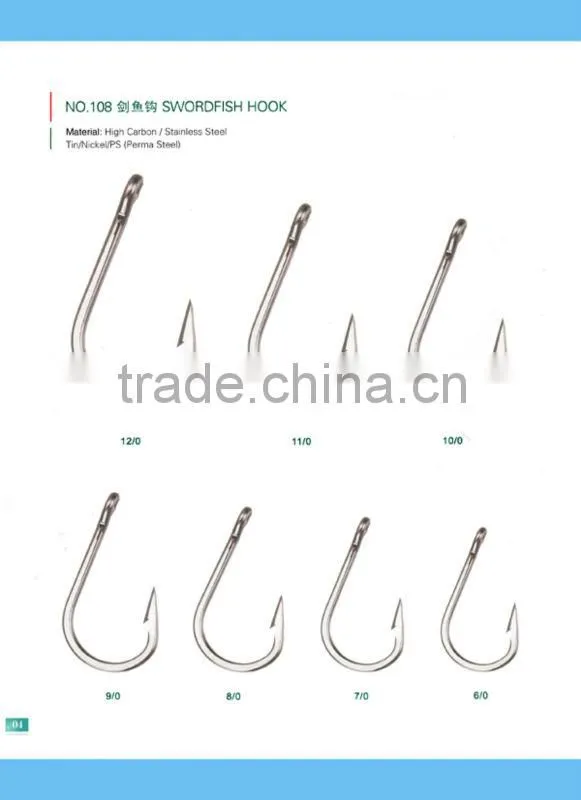 9+years Wholesaler & OEM Manufacturer ,Hirun High quality fishing hooks, strong high carbon steel hooks tuna hooks NO.105-107