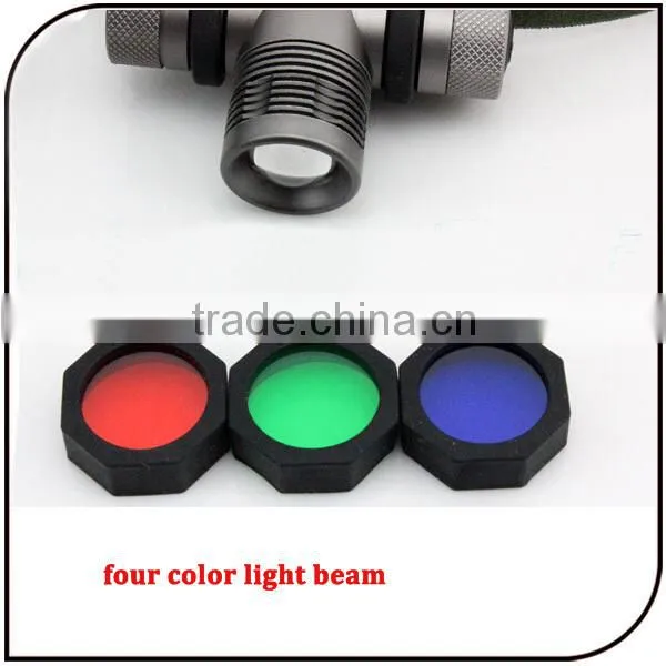 Dry Battery Power Source and CE RoHS Certification led lamp head zoom headlamp with 3 x filter lens