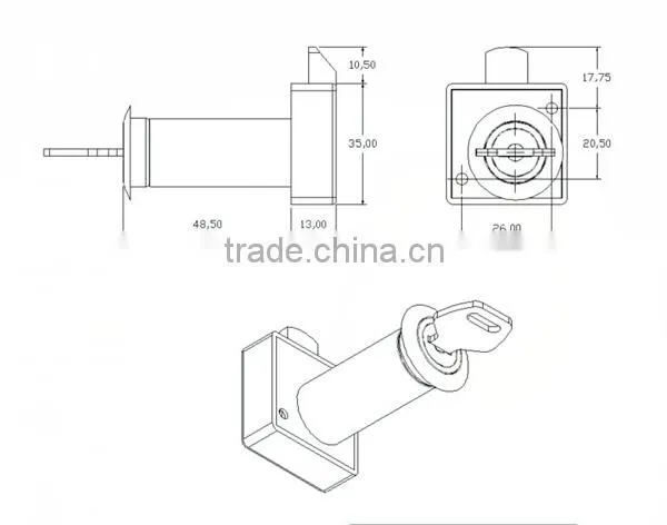 Brass Key Zince Alloy Furniture Office Drawer Lock