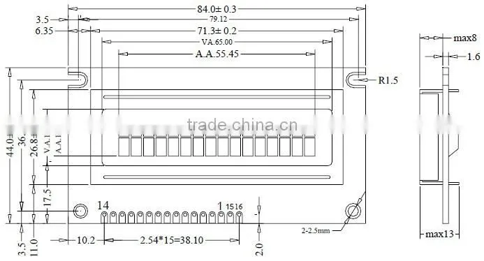 1602 Character LCD Display 1602E blue LCD Module Drive voltage: 5.0V or 3.3V