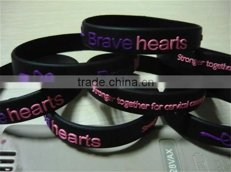 Embossed LOGO with printing for silicone bracelets