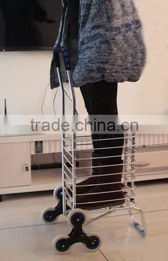 Folded shopping cart----Aluminum Alloy Frame with front and Rear PU wheel