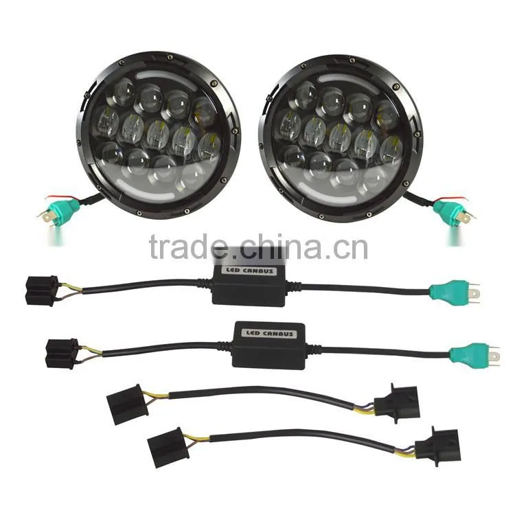 Top New 7" Round Jeep Headlight, 78W Hi/Low Jeep Headlight with H4 H13 Converter