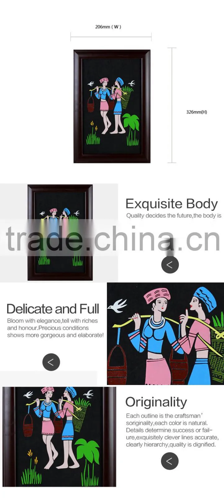 China Home Wall art decor young ladies hand made wall hanging pictures