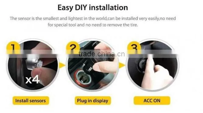 Hot selling CE Certification Car Solar Power TPMS < 100 Psi Max Pressure and Digital Type TPMS