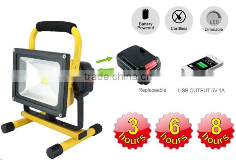 Portable LED Flood Lights Battery Replaceable IP65 12V Work Light LED Outdoor LED Rechargeable Flood Lights