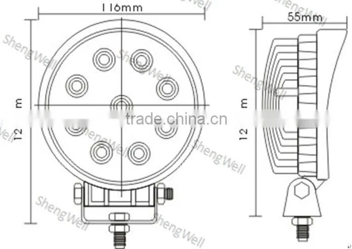4" 27W 9--32V Round LED work light Epistar led work light Flood/Spot beam magnet base working led machine light
