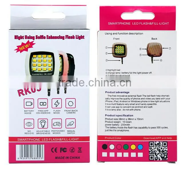 External 16 LED Fill In Light Portable Mobile Selfie Flashing Light For Smartphone Camera