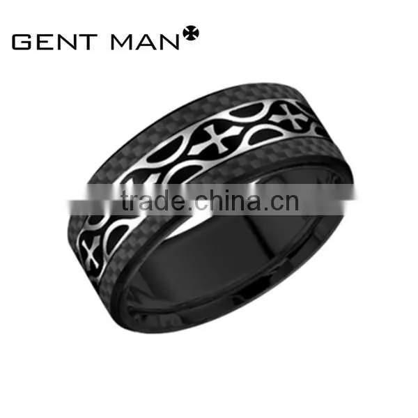 2016 new design men's fashion black cobalt chrome carbon fiber ring