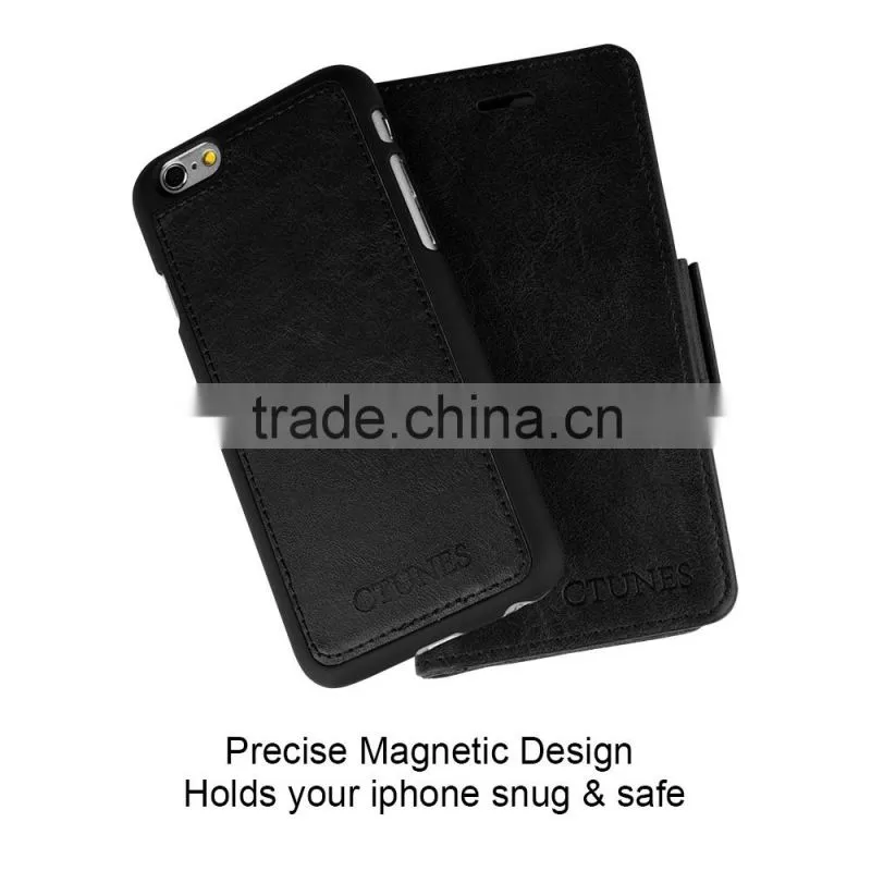 C&T Premium PU Leather Wallet Case Detachable Stand flip cover case for asus zenfone max